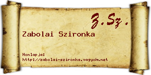 Zabolai Szironka névjegykártya